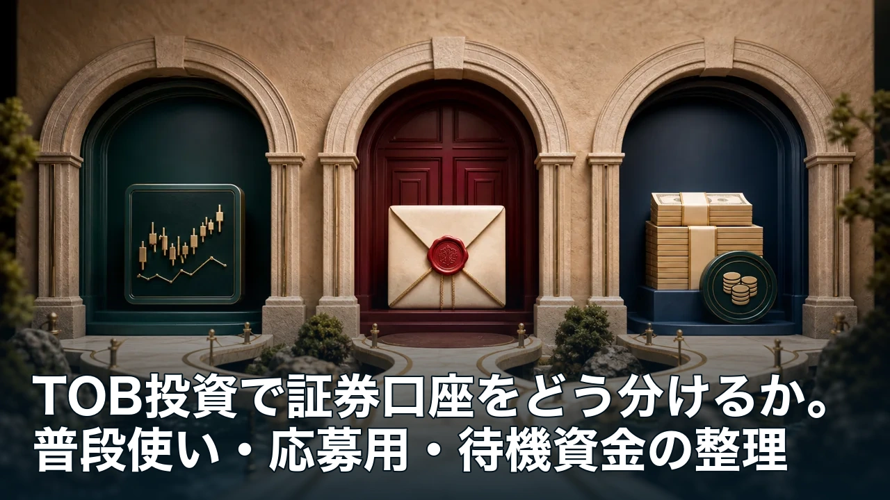 普段使い、TOB応募、待機資金の三つの役割を表した入口